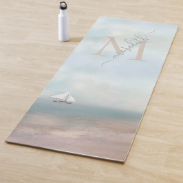 Tapis De Yoga Sable tropical Plage Océan Nom du monogramme