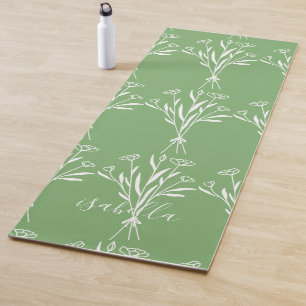 Tapis De Yoga Sage apaisant Vert Tranquille Floral Bio