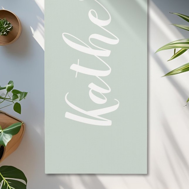 Tapis De Yoga Sage Green Calligraphie Nom Yoga Mat (Créateur téléchargé)