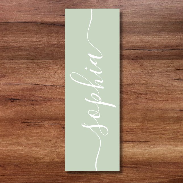 Tapis De Yoga Sage green gritten name minimalist (Personalized Green Yoga Mat)