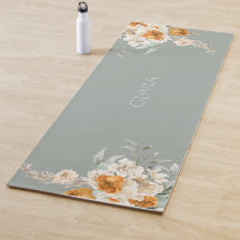 Sage moderne Vert Floral Yoga Mat