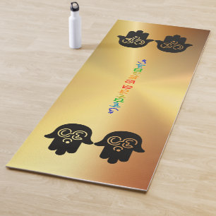 Tapis De Yoga Sanskrit Chakra Om Hamsa Gold Metallic