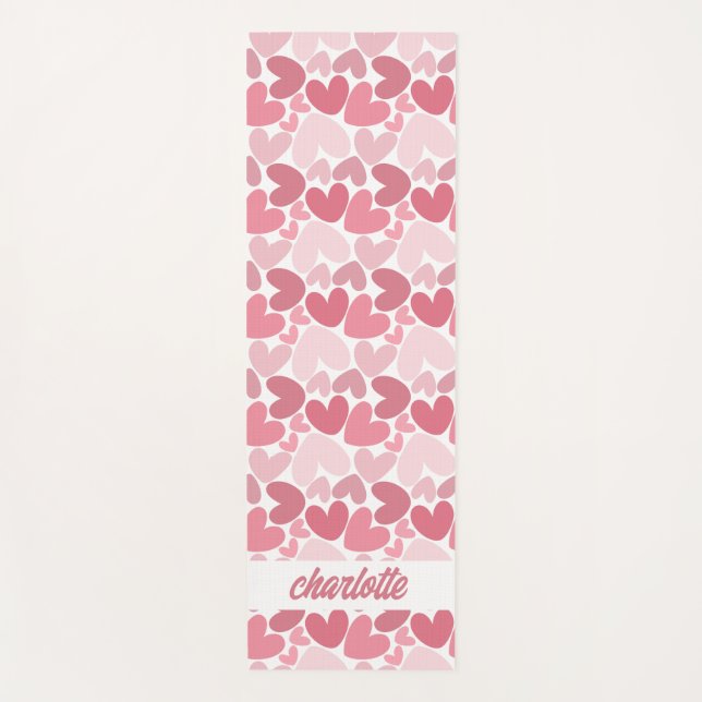 Tapis De Yoga Seamless Pink Hearts Pattern Yoga Mat – Romantic  (Devant)