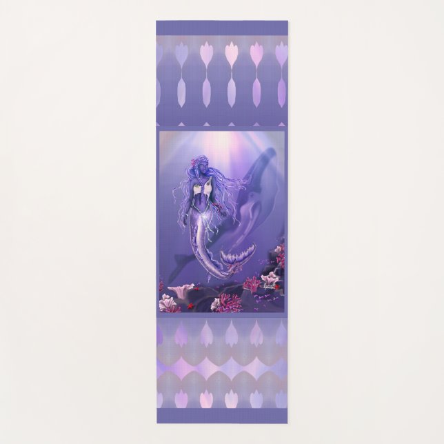 Tapis De Yoga Serviette de plage de sirène d'océan violet (Devant)