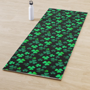 Tapis De Yoga Shamrock Clover Irlande Irish Modern Green & Black