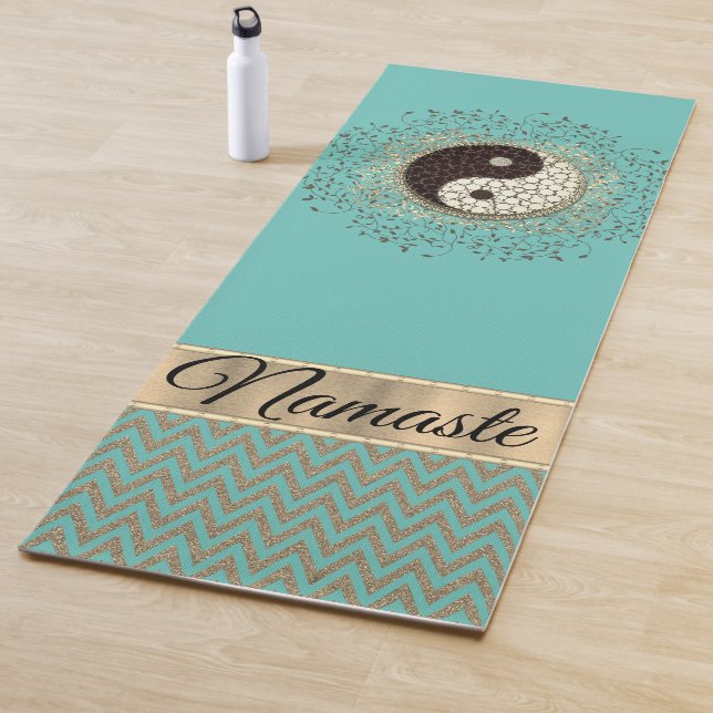 Tapis De Yoga Shimmery Yin Yang Chevron (En situation)