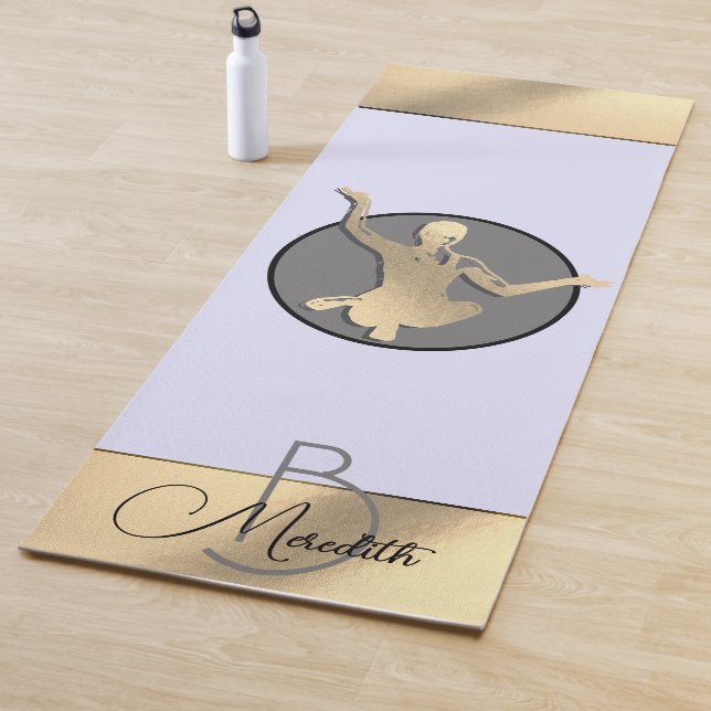 Tapis De Yoga Silhouette de yogi d'or (En situation)