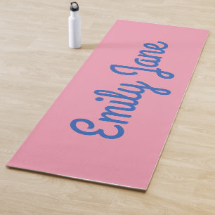 Tapis De Yoga Simple Cute bleu et rose Personnalisé