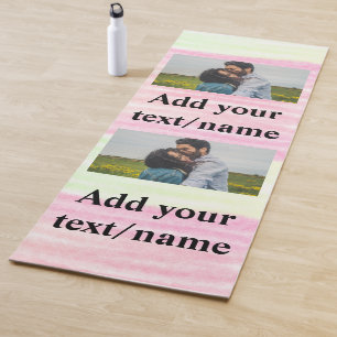 Tapis De Yoga simple minimum ajouter votre nom photo aquarelle y