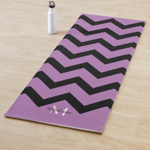 Tapis De Yoga Simple noir et lavande Chevron motif Monogramme