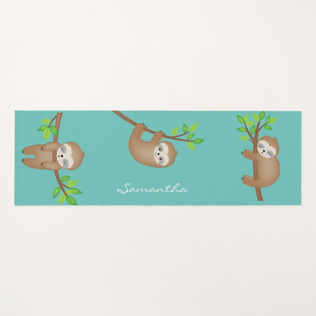 Tapis De Yoga Sleepy personnalisé joyeux fentes mignonnes (Devant (Horizontal))