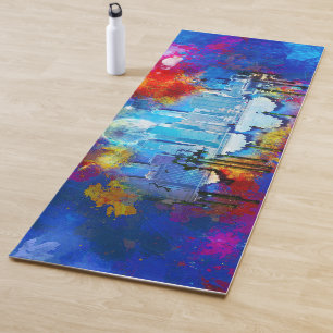 Tapis De Yoga SlipperyJoe NYC graffiti lune entourée de tourbill
