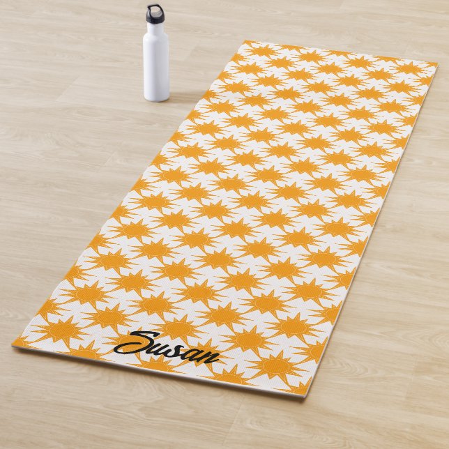 Tapis De Yoga Soleil orange jaune soleil (En situation)