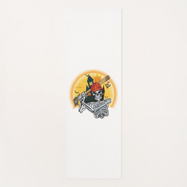 Tapis De Yoga Squelette de baseball Halloween Baseball Halloween (Devant)