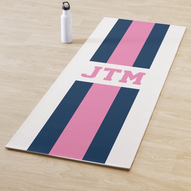 Tapis De Yoga Stripes de monogrammes de yoga de chat préppy pers (En situation)
