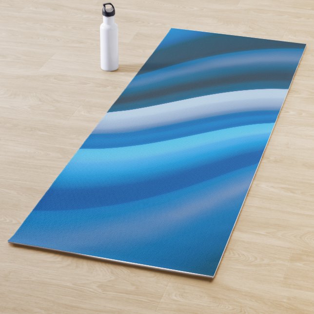Tapis De Yoga Stripes Simple and Elegant Blue Abstract Waves | (En situation)