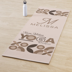 Tapis De Yoga Studio De Yoga Géométrique Beige Brown Moderne