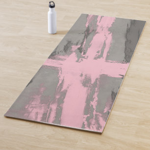 Tapis De Yoga style art moderne Abstrait gris rose s