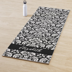 Tapis De Yoga Style noir noir Damask
