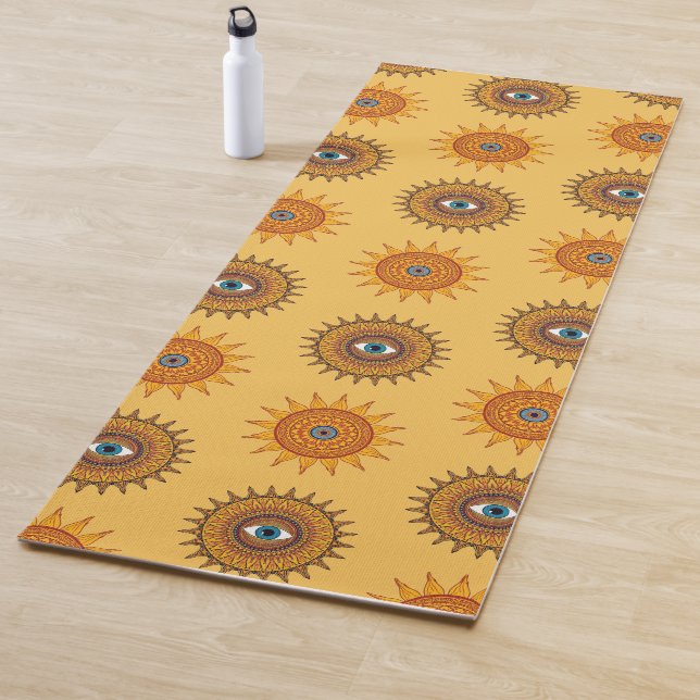 Tapis De Yoga Sunflower Yellow Mandala - Third Eye Graphic Print (En situation)