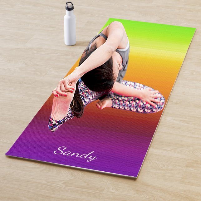 Tapis De Yoga Sunset Sky of Green, Orange, Purple Ajouter votre  (Créateur téléchargé)