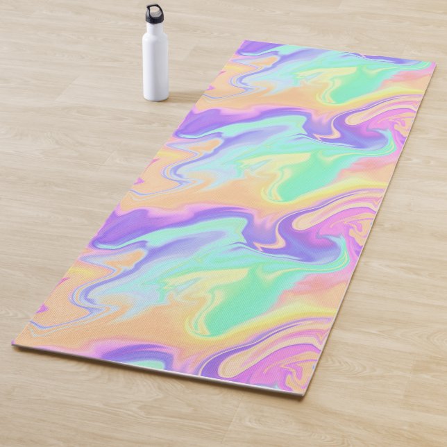 Tapis De Yoga Super Retro Tie Dye Pastel Marble Swirl (En situation)