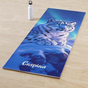 Tapis De Yoga Superbe léopard des neiges sur Mountain Rock