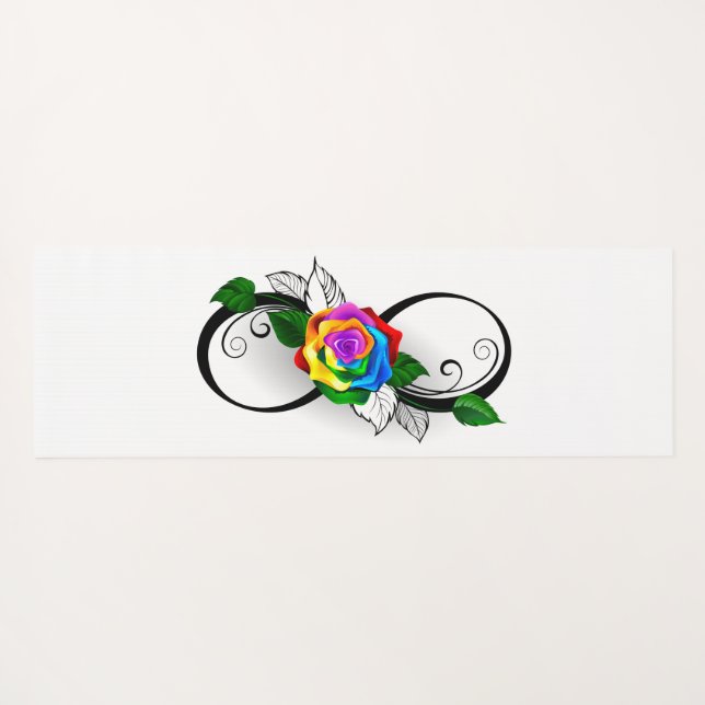 Tapis De Yoga Symbole d'infini avec Rose arc-en-ciel (Dos (Horizontal))
