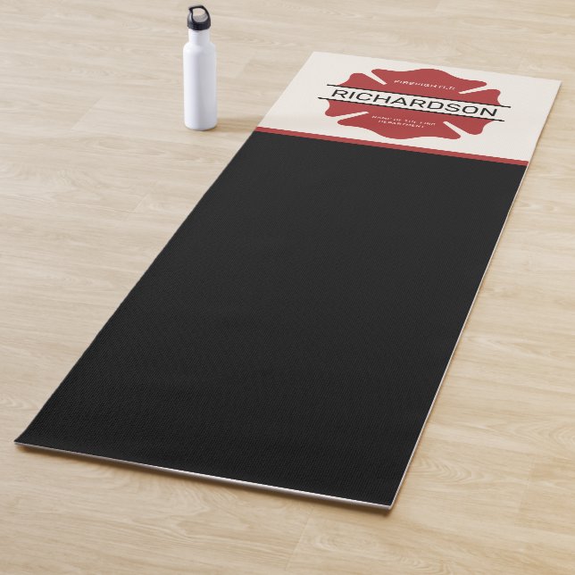 Tapis De Yoga Symbole logo rouge du pompier personnalisé (En situation)