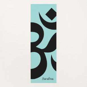 Tapis De Yoga Symbole Om Noir Vert Mer Personnalisé Réversible