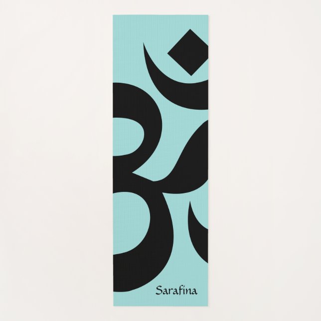 Tapis De Yoga Symbole Om Noir Vert Mer Personnalisé Réversible (Devant)