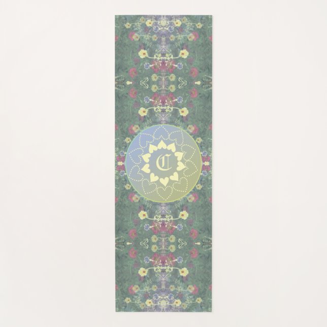 Tapis De Yoga Symétrie Fleur sauvage monogramme (Devant)