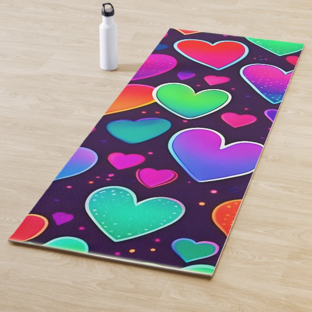 Tapis De Yoga Symphonie Neon Heart (En situation)