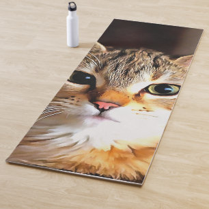 Tapis De Yoga Tabby Artistique Chat Kitten Portrait
