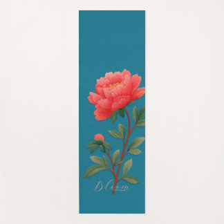 Tapis De Yoga Tapisserie botanique de pivoine rose vibrante