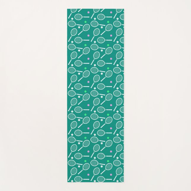 Tapis De Yoga Tennis Racket Motif Green (Devant)
