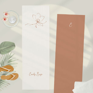 Tapis De Yoga Terre Cuite Ivoire Art Linéaire Floral Zen Minimal