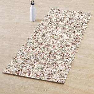Tapis De Yoga Terre de Sienne et motif Mandala Rouille