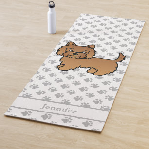 Tapis De Yoga Terrier Cairn Rouge Dessin Animé Chien Avec Nom Pe