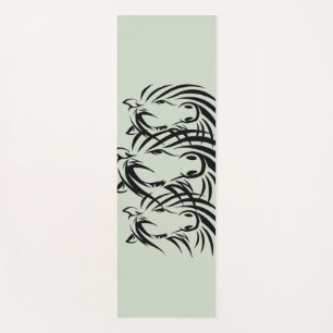 Tapis De Yoga Têtes de cheval noir sur fond vert