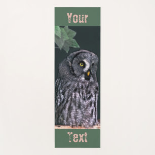 Tapis De Yoga Texte personnalisé Grande Chouette grise Halloween