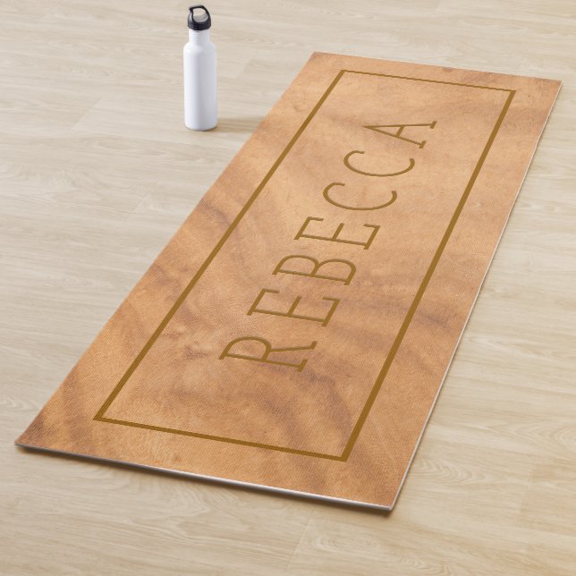 Tapis De Yoga Texture de bois brun clair (En situation)