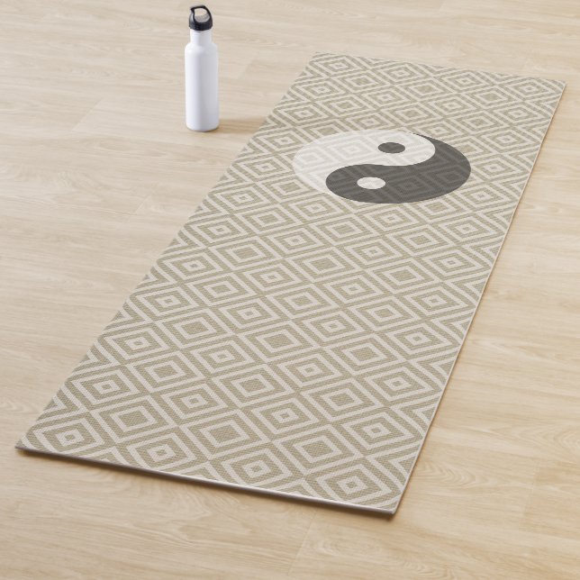 Tapis De Yoga Texture naturelle Yin Yang Boho Style (En situation)