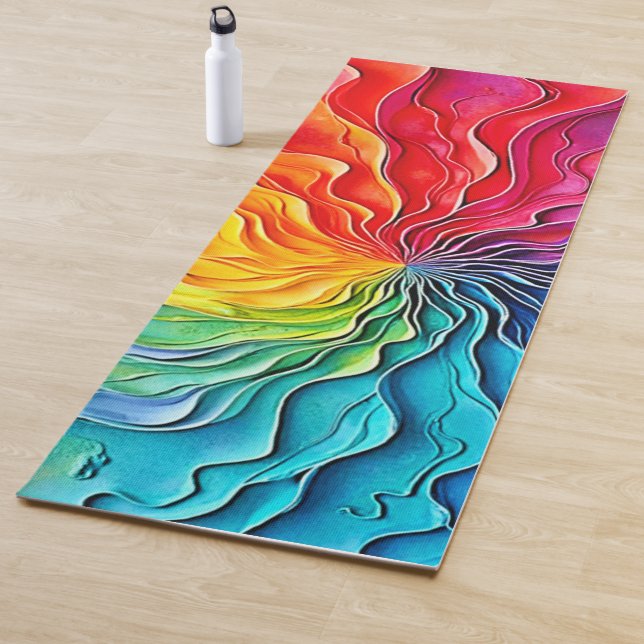 Tapis De Yoga Textured Rainbow Swirl Art (En situation)