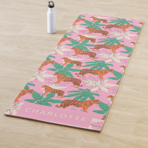 Tapis De Yoga Tigre orange rose chic personnalisé