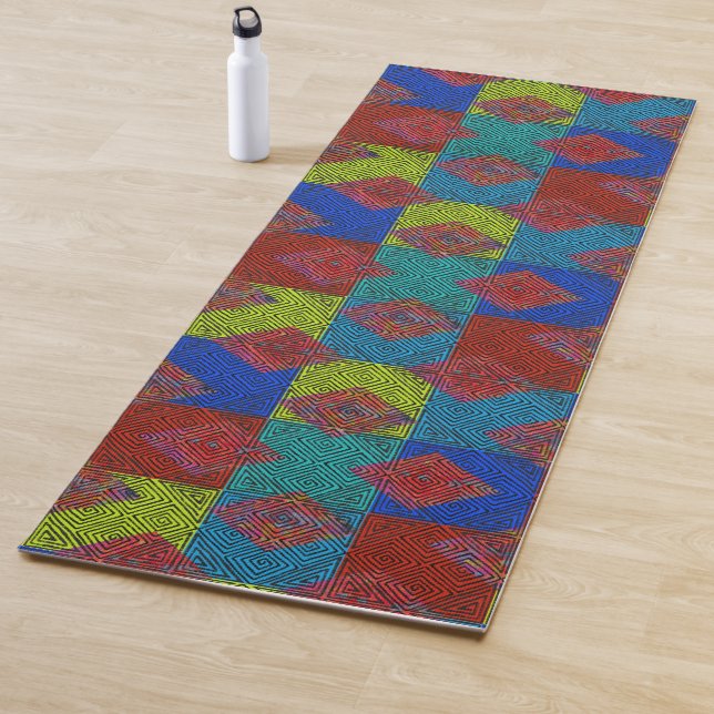 Tapis De Yoga Tissu de boue Inspiré Patchwork à deux côtés (En situation)