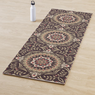 Tapis De Yoga Tons Terre Floral Mandala