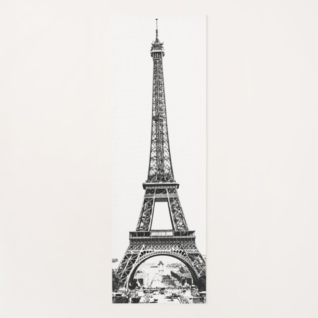Tapis De Yoga Tour Eiffel noir et blanc (Devant)