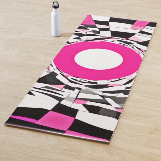 Tapis De Yoga Tourbillon Rose : Une Descente Damier (En situation)
