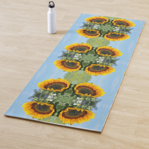 Tapis De Yoga Tournesol Au Soleil Fleur Abstraite Art